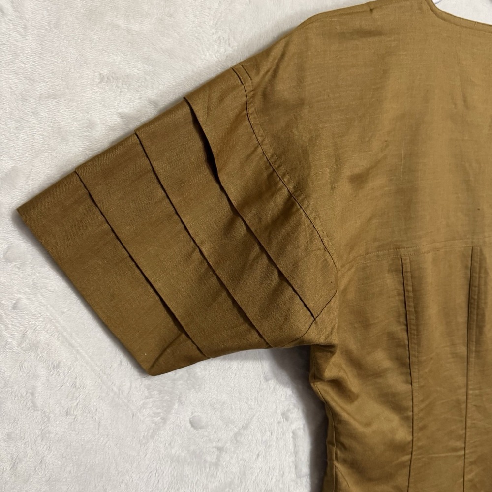 Vintage Apart Camel Brown Linen Maxi Skirt Set Size 4 XS XXS Safari Boho Neutral - Picture 10 of 16